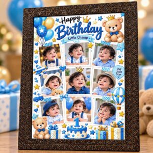 Personalized Happy Birthday Photo Collage Frame For Boy